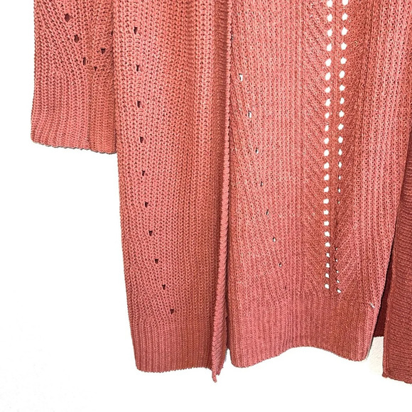 Maurices Matte Pink Chenille Knit Open Front Longline Cardigan Xsmall Women’s - Picture 6 of 12